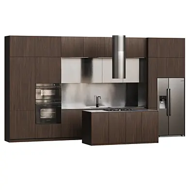 Dark Oak Wood and Steel Kitchen Design