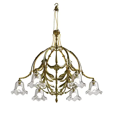 Very Rare Brass Chandelier by W.A.S. Benson