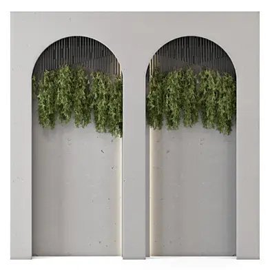 Indoor Wall Vertical Garden in Concrete Base_Set 2919