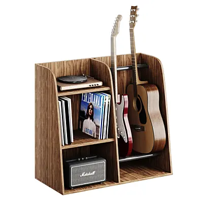Rack with Vinyl and Guitars