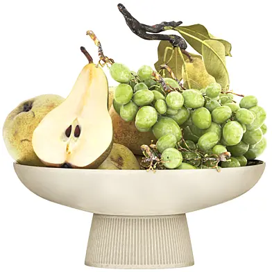 bowl of pears and grapes fruits