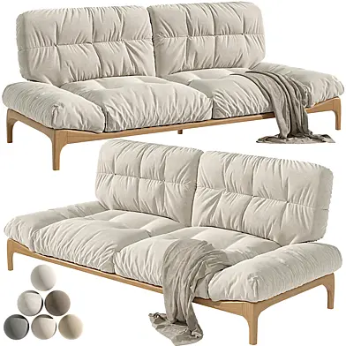 Fabric Scandinavian Armless Tufted Back Sofa