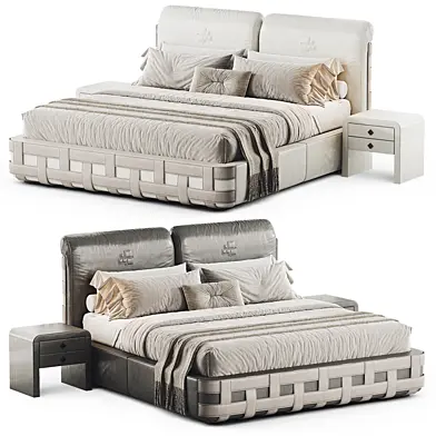 Braid Beds in Beige Leather