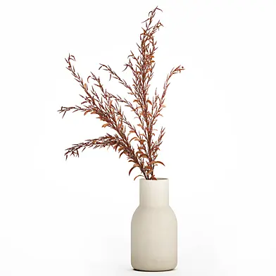 Букет сухоцветов из красных веток солидаго в керамической вазе. Набор 531.