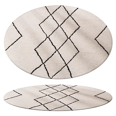 Round Wool Rug Berber Cream