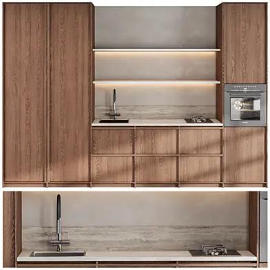Japandi Kitchen Set Minimal Wooden Design
