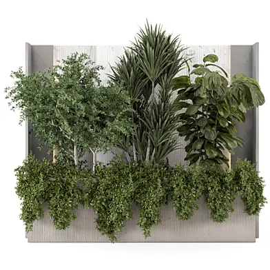 Plants On Marble Stone Wall 3069