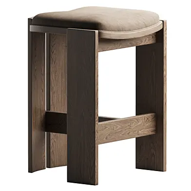 Reed Rustic Lodge Taupe Performance Brown Oak Counter Stool
