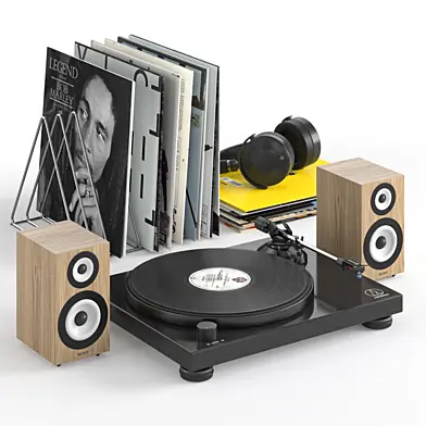 Проигрыватель винила Audio Technica с колонками Sony