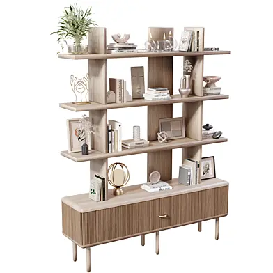 Shelves and drawers with decorative accessories