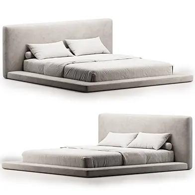 Cesar Suede Fabric Contemporary Minimalist Bed Frame