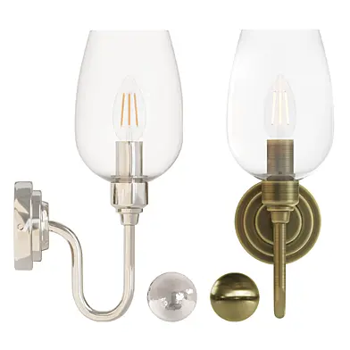 Amos Collection (Stourton) Turret Single Wall Light. Antique Brass. Polished Nickel