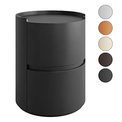 Litfad - Modern Faux Leather Round Nightstand