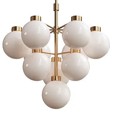 Marra Unlacquered Brass Tiered Pendant Light with Milky Glass Shade