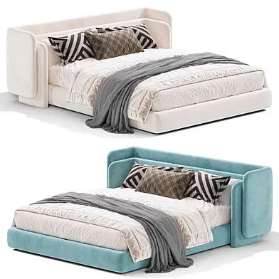 Avis Velvet Curved Headboard Modern Bed Frame
