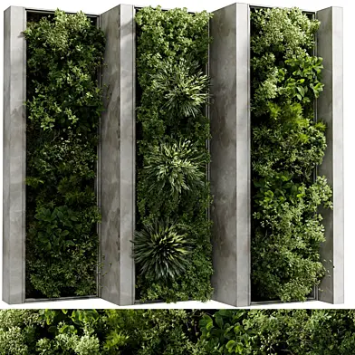 Plants Set Partition In Concrete Frame - Vertical Graden Wall Decor Set 115