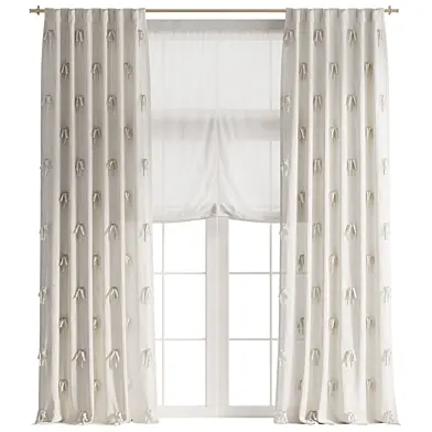 Bow Decoration Linen Curtain