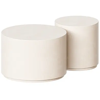 Round Off-White Coffee Table And Side Table
