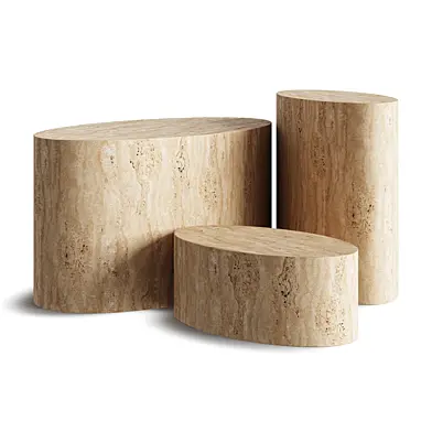 Solid Sculpted Travertine Oval Monolith Table Coffee, Console, Dining Heights
