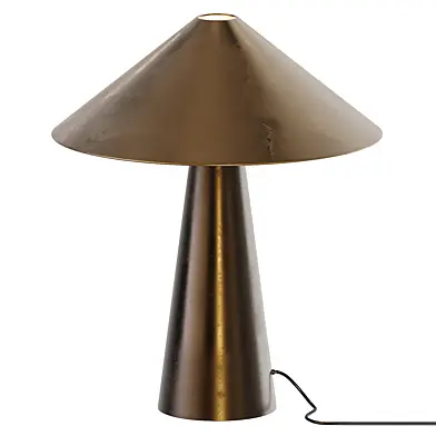 Lightsandlamps Orta aged brass and bronze cone table lamp