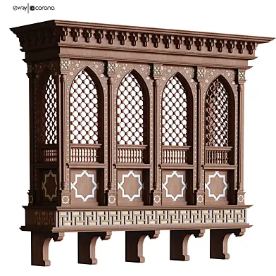 islamic arabic mashraba and windows architectural element set 584