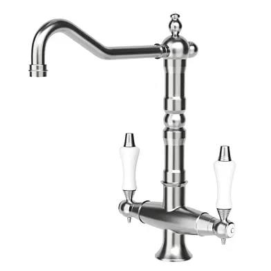 Porcelain Double Handless Single Hole Brass Kitchen Faucet