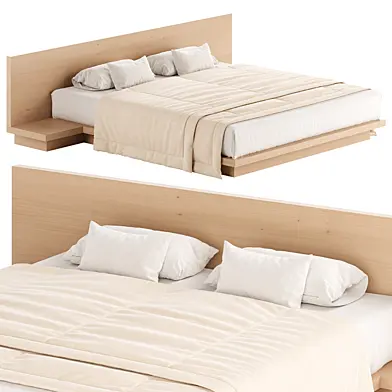 Wooden low bed Wabi-Sabi