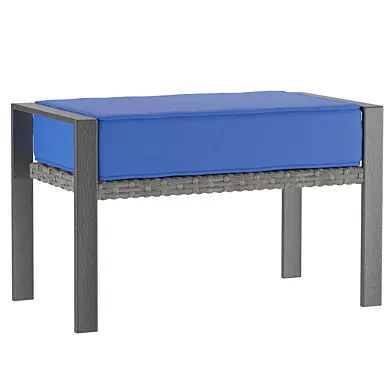 Walden Grey Wicker Metal Outdoor Patio Ottomans