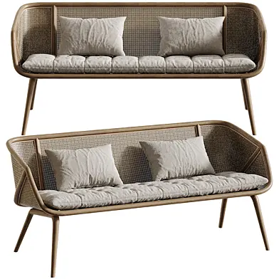 Rattan Furniture Hiroshi Elegant Natural Wood Sofa