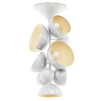 Mid-Century Modern Style Chandelier with 70s allure in brass finished in gloss