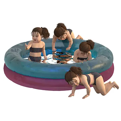 Kid Girl in Inflatable pool 04 Poses