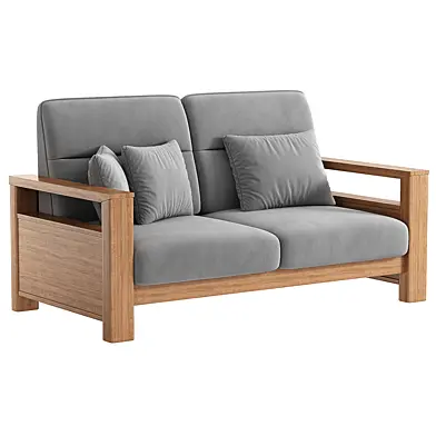 Walnut Solid Wood White Wax Fabric Sofa 03