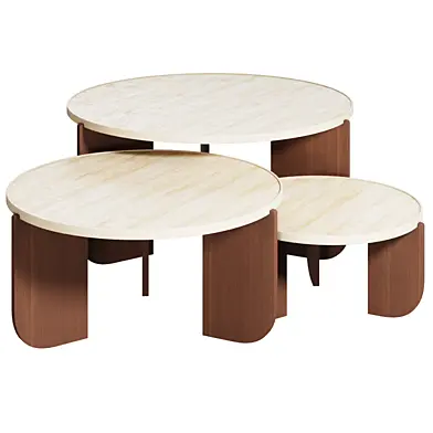 Elegant Round Travertine Texture Coffee Table