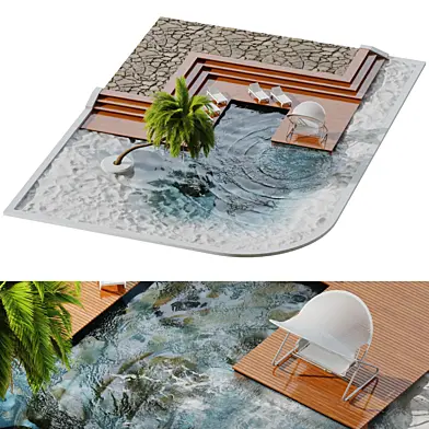 Pool Deck Miniature with Lounge Chairs