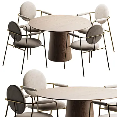 Dining Set 19 - LaLume-ST00185 Chair and Pov Round Dining Table