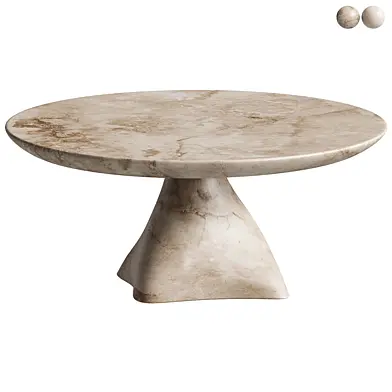Round Cream Marbled Resin Coffee Table