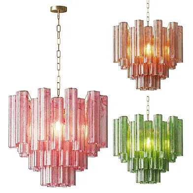 Fantastic Glass Tube Chandelier 36 Albaster Pink Glasses