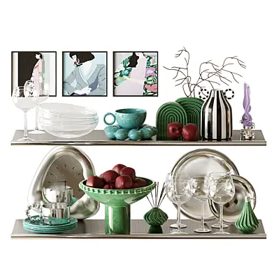 Retro kitchen set with plums