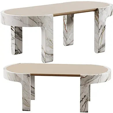 Decorative Wooden and Marble Coffee Table