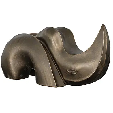 Stylized Bronze Rhino Figurines