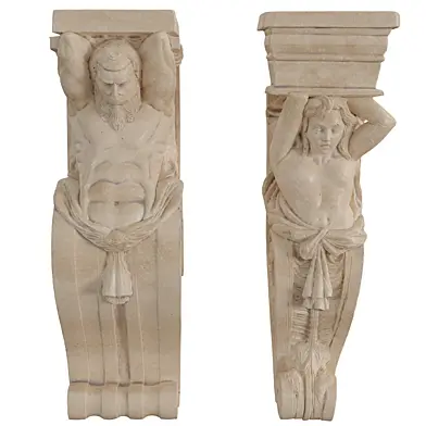 Classical MArble Corbel with Atlas Figure