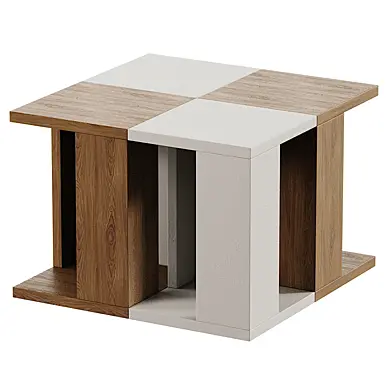 Walnut and White Veneer Coffee Table