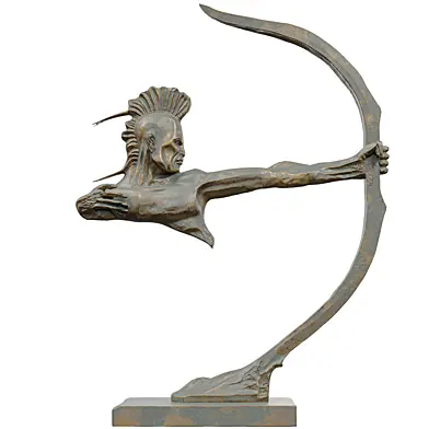 Dynamic Archer Statue 3D Model | Stylized Bronze Sculpture