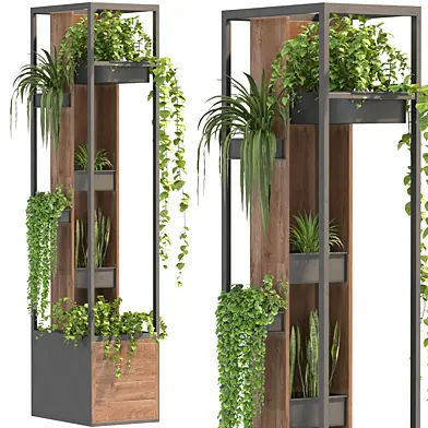 Metal and Wood Plant Stand
