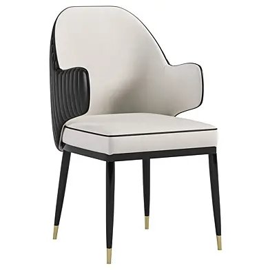Black & Beige Mid Century Upholstered PU Leather Dining Chair
