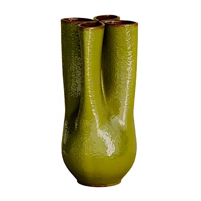 Green Ceramic Glaze 70s Large Vase