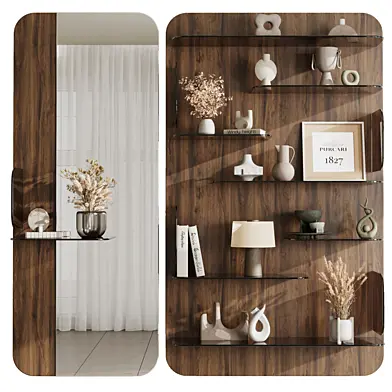 Rack Blabla by Bonaldo - Wooden Shelves Decorative With Plants set 44