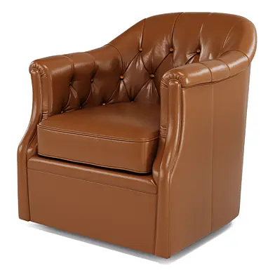 Cooper Rustic Lodge Brown Leather Upholstered Tufted Swivel Club Chair