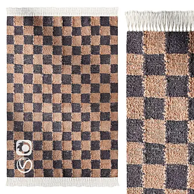 Checkerboard Woven Shag Rag Rug