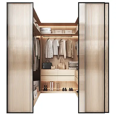 Three-wall wardrobe unit